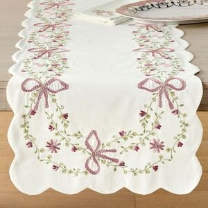 NWT LoveshackFancy Embroidered Table runner